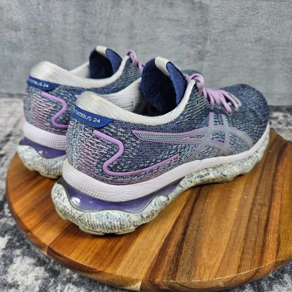 ASICS GEL-Nimbus 24 Shoes Womens 8.5 Purple Speckle Running Sneaker 1012B370